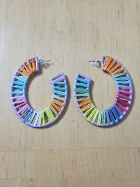 Colorful Rainbow Wrapped Hoop Earrings